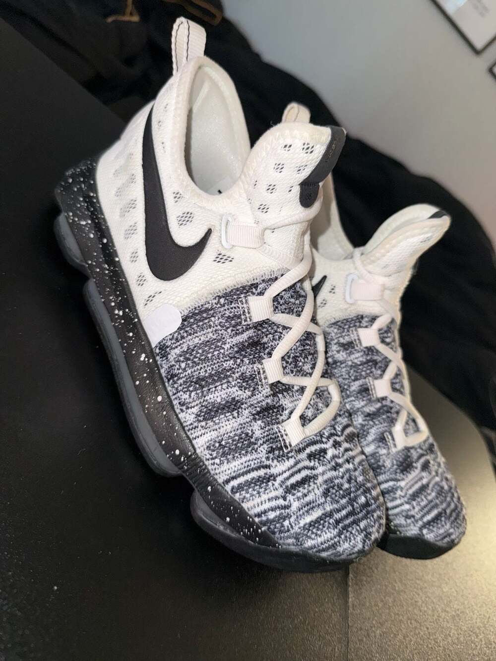 Nike Zoom KD 9 GS Oreo Size 6Y White Black Basketball Shoes